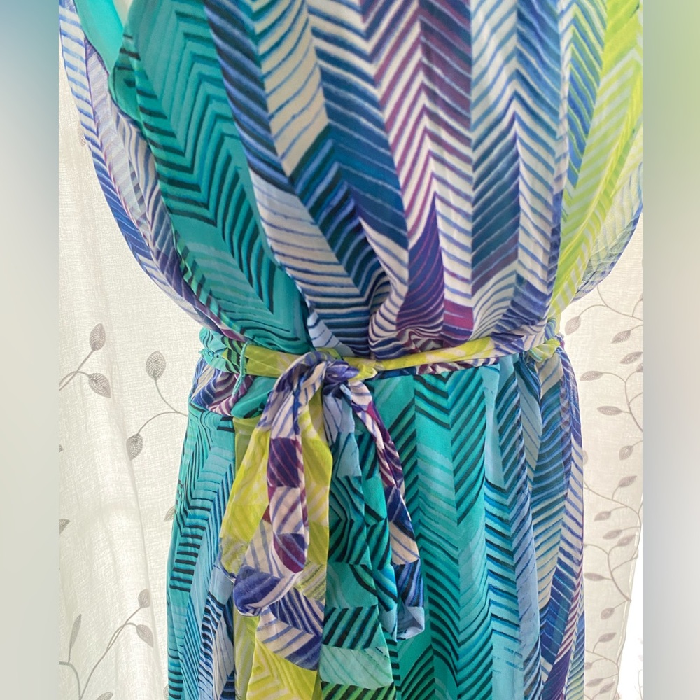 madison leigh Blue Green Chevron Maxi Dress - Picture 9 of 10